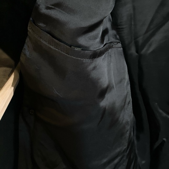 WOOL & CASHMERE Longline Black Double-breasted Top Coat Lined Black Size 36R EUC - Picture 9 of 16